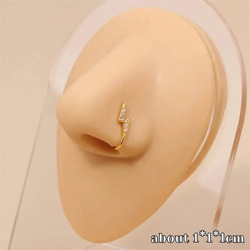 Gold Nose Cuff - Stylish Crystal Zircon Clip-On Nose Ring for Women