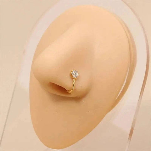 Gold Nose Cuff - Stylish Crystal Zircon Clip-On Nose Ring for Women - L