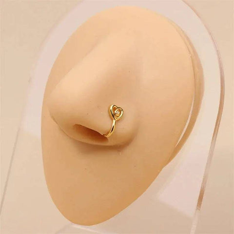 Gold Nose Cuff - Stylish Crystal Zircon Clip-On Nose Ring for Women - M