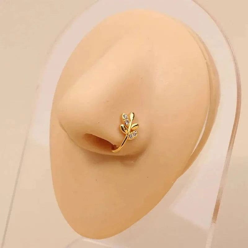 Gold Nose Cuff - Stylish Crystal Zircon Clip-On Nose Ring for Women - R