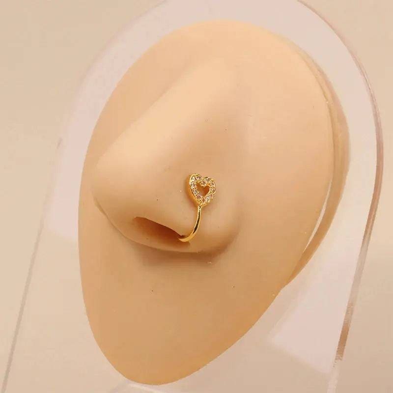 Gold Nose Cuff - Stylish Crystal Zircon Clip-On Nose Ring for Women - S