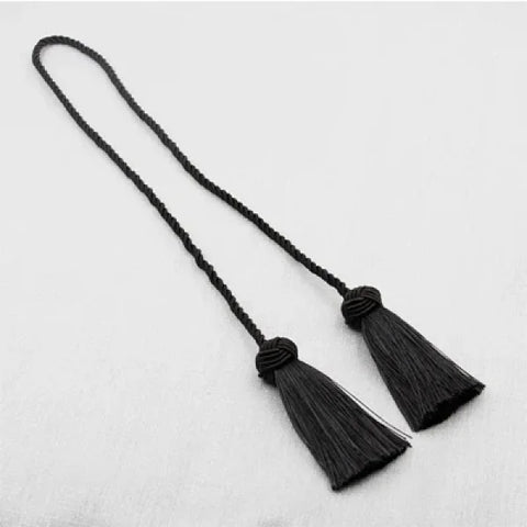 Gold Tassel Curtain Tieback - Elegant Rope Holder for Blackout Curtains - Charcoal / 97CM