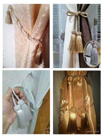 Gold Tassel Curtain Tieback - Elegant Rope Holder for Blackout Curtains