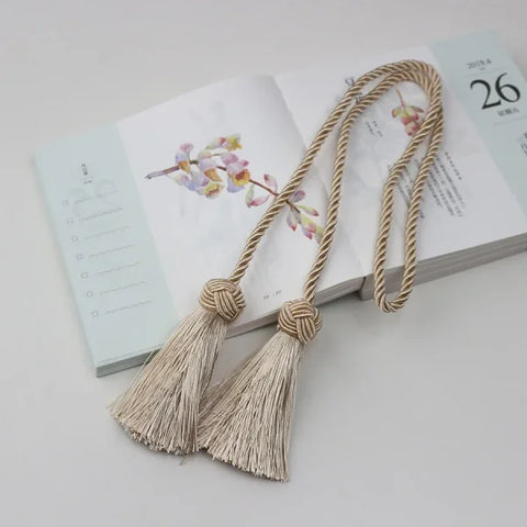 Gold Tassel Curtain Tieback - Elegant Rope Holder for Blackout Curtains - Beige / 97CM