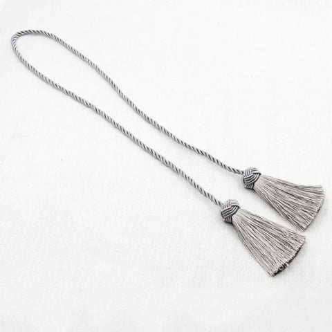 Gold Tassel Curtain Tieback - Elegant Rope Holder for Blackout Curtains - Silver / 97CM