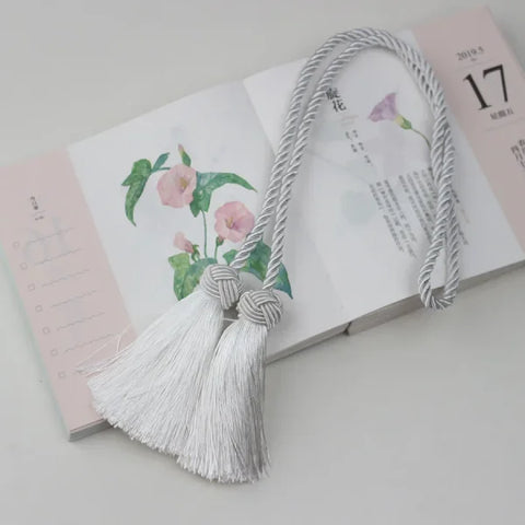 Gold Tassel Curtain Tieback - Elegant Rope Holder for Blackout Curtains - White / 97CM