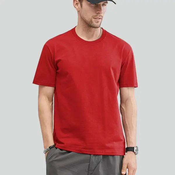 Premium Cotton Unisex T-Shirt - Summer Sale Plain Basic Tee (Oversized up to 5XL) - Red / Asia 5XL Fit 88-95kg