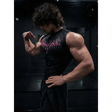 Gothic Print Muscle Tee Multi Size High Elasticity Quick Dry Gym Shirt