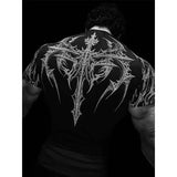 Gothic Print Muscle Tee Multi Size High Elasticity Quick Dry Gym Shirt