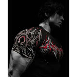 Gothic Print Muscle Tee Multi Size High Elasticity Quick Dry Gym Shirt