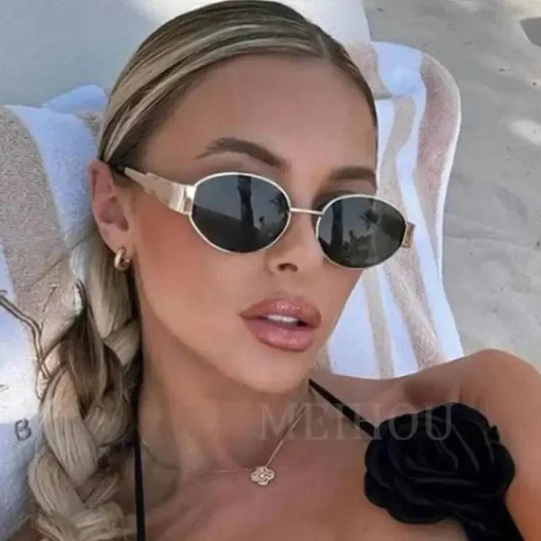 Gray Oval Sunglasses for Trendy Eyewear Fashion - Himpall