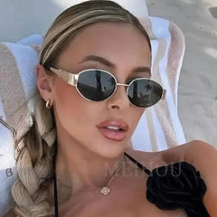 Gray Oval Sunglasses for Trendy Eyewear Fashion - Himpall