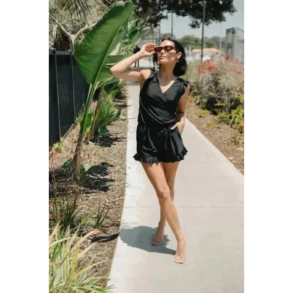 fashion swim romper - Black / XXL