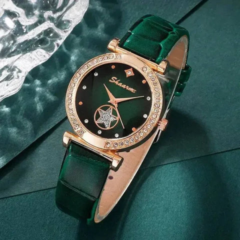 Green Luxury Quartz Watches for Women - 6PCS Set by SHAARMS