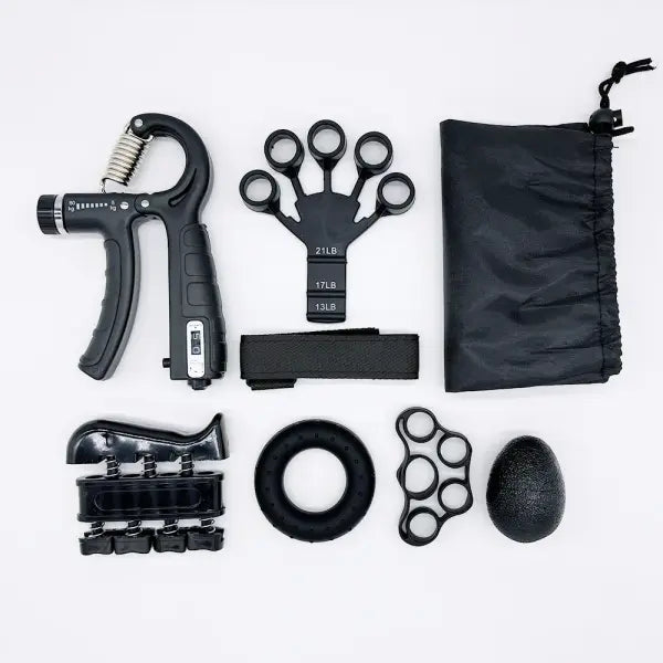 Adjustable Hand Gripper Kit with Counter - Finger Stretcher & Grip Strength Trainer for Rehabilitation - 6pcs