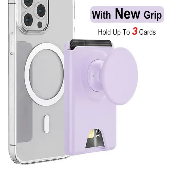 Grippopso Universal Magnetic Wallet and Expanding Phone Grip Holder - Purple