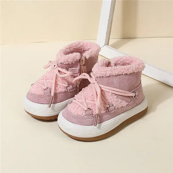 GT-CECD New Autumn/Winter Baby Boots Warm Plush Rubber Sole Toddler Kids Sneakers Infant Shoes Fashion Little Boys