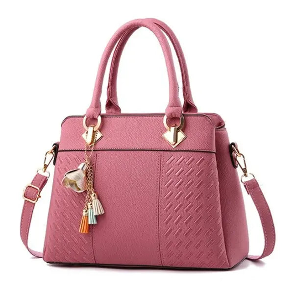 Gusure Luxury Women Crossbody Bag PU Leather Large Tote - 31x14x23cm / dark pink