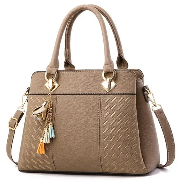 Gusure Luxury Women Crossbody Bag PU Leather Large Tote - 31x14x23cm / khaki