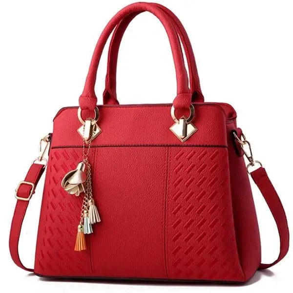 Gusure Luxury Women Crossbody Bag PU Leather Large Tote - 31x14x23cm / wine red
