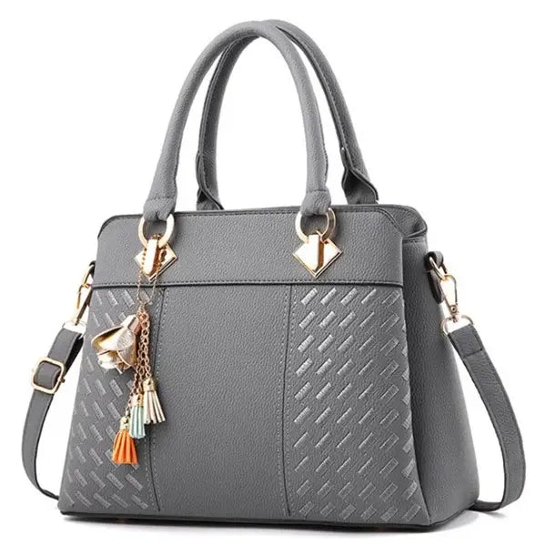 Gusure Luxury Women Crossbody Bag PU Leather Large Tote - 31x14x23cm / dark gray