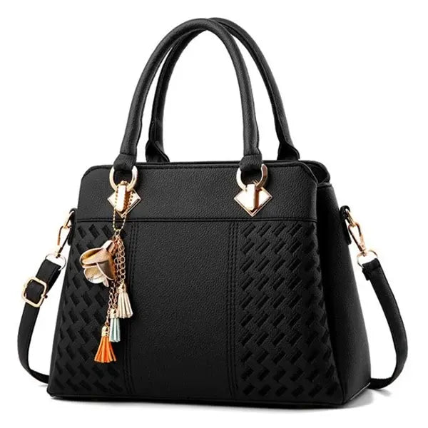 Gusure Luxury Women Crossbody Bag PU Leather Large Tote - 31x14x23cm / black