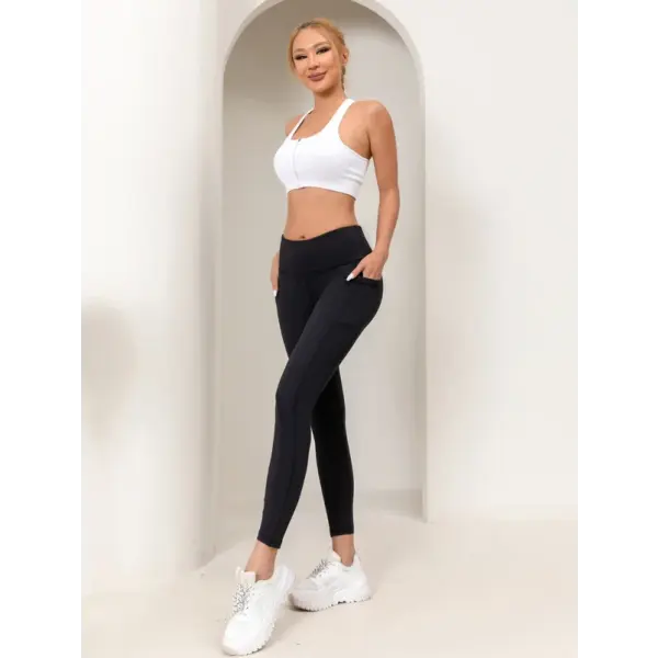 Gym cropped pants high waisted fitness leggings elastic exercise yoga pants casual shark pants for women - M / E136-9