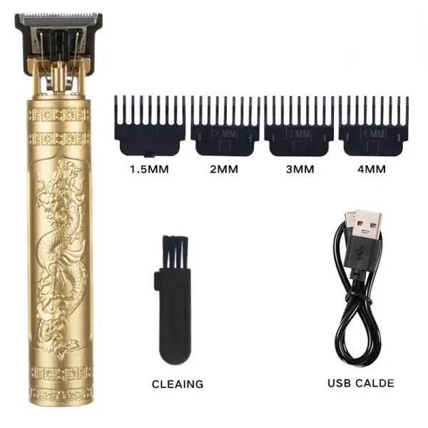 Men rechargeable clipper razor material black vintage grooming tool - C649-gold