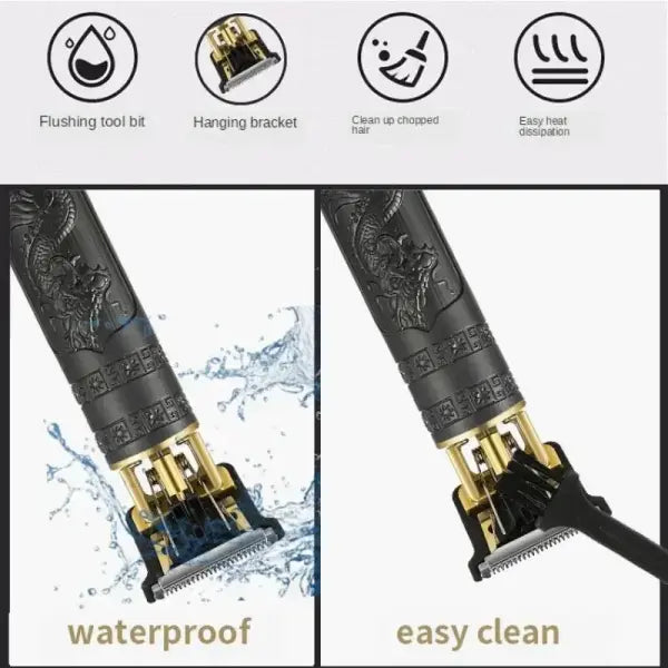 Men rechargeable clipper razor material black vintage grooming tool - C649-gold
