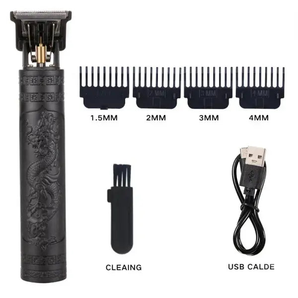 Men rechargeable clipper razor material black vintage grooming tool - C649-gold
