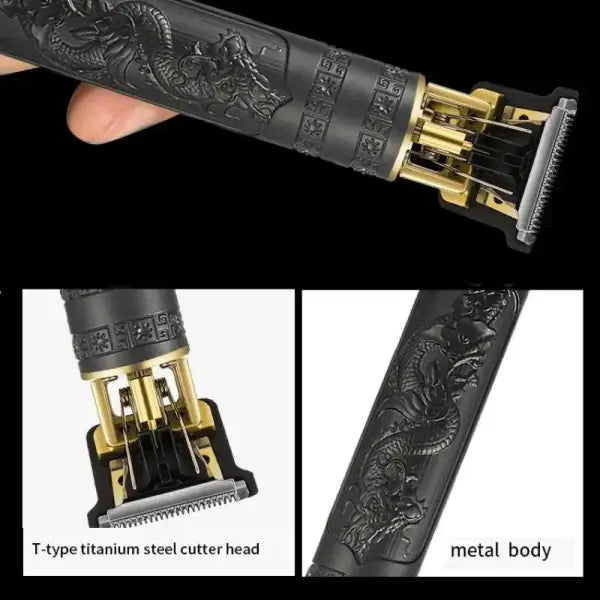 Men rechargeable clipper razor material black vintage grooming tool - C649-gold