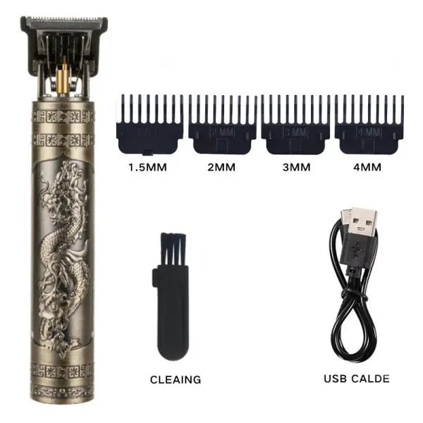 Men rechargeable clipper razor material black vintage grooming tool - C649-gold