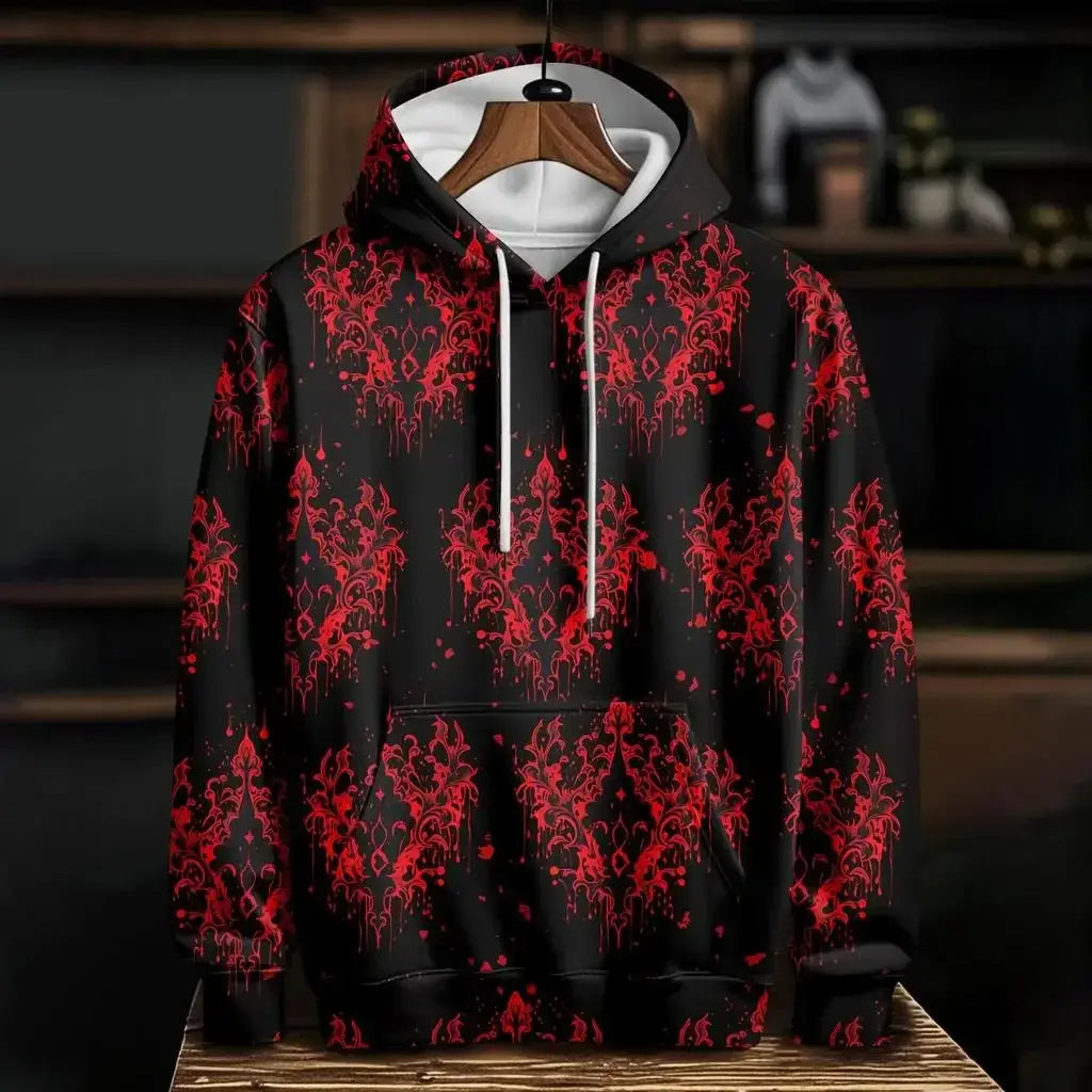 Blood 3D Print Hoodie Polyester Casual Harajuku Pullover