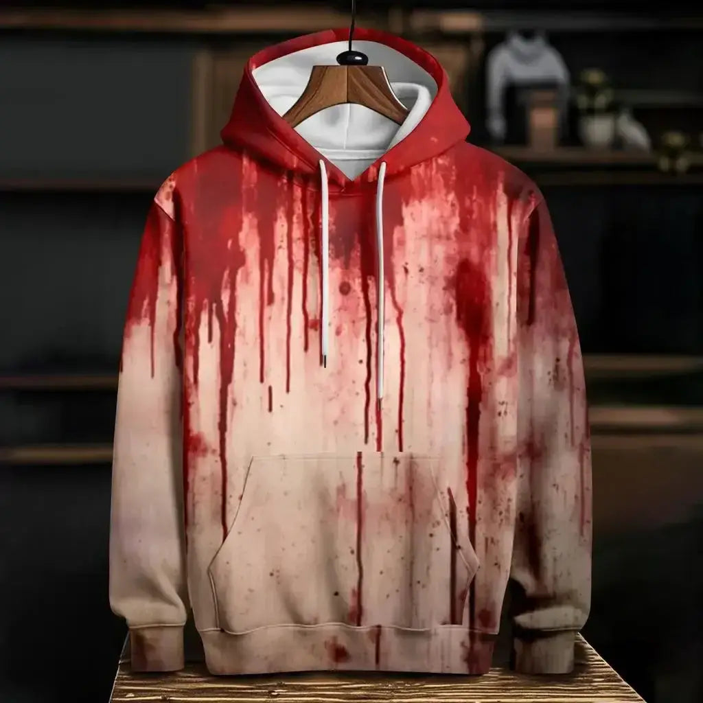 Blood 3D Print Hoodie Polyester Casual Harajuku Pullover