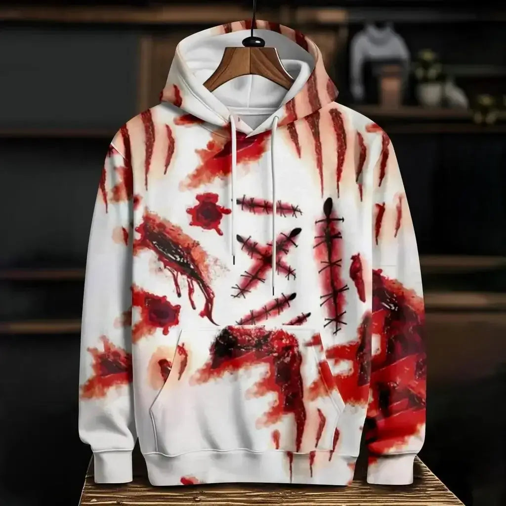 Blood 3D Print Hoodie Polyester Casual Harajuku Pullover