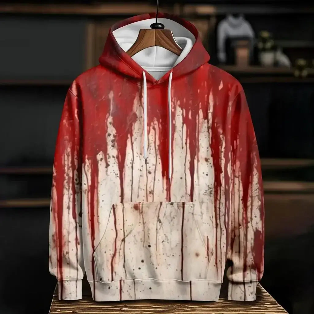 Blood 3D Print Hoodie Polyester Casual Harajuku Pullover