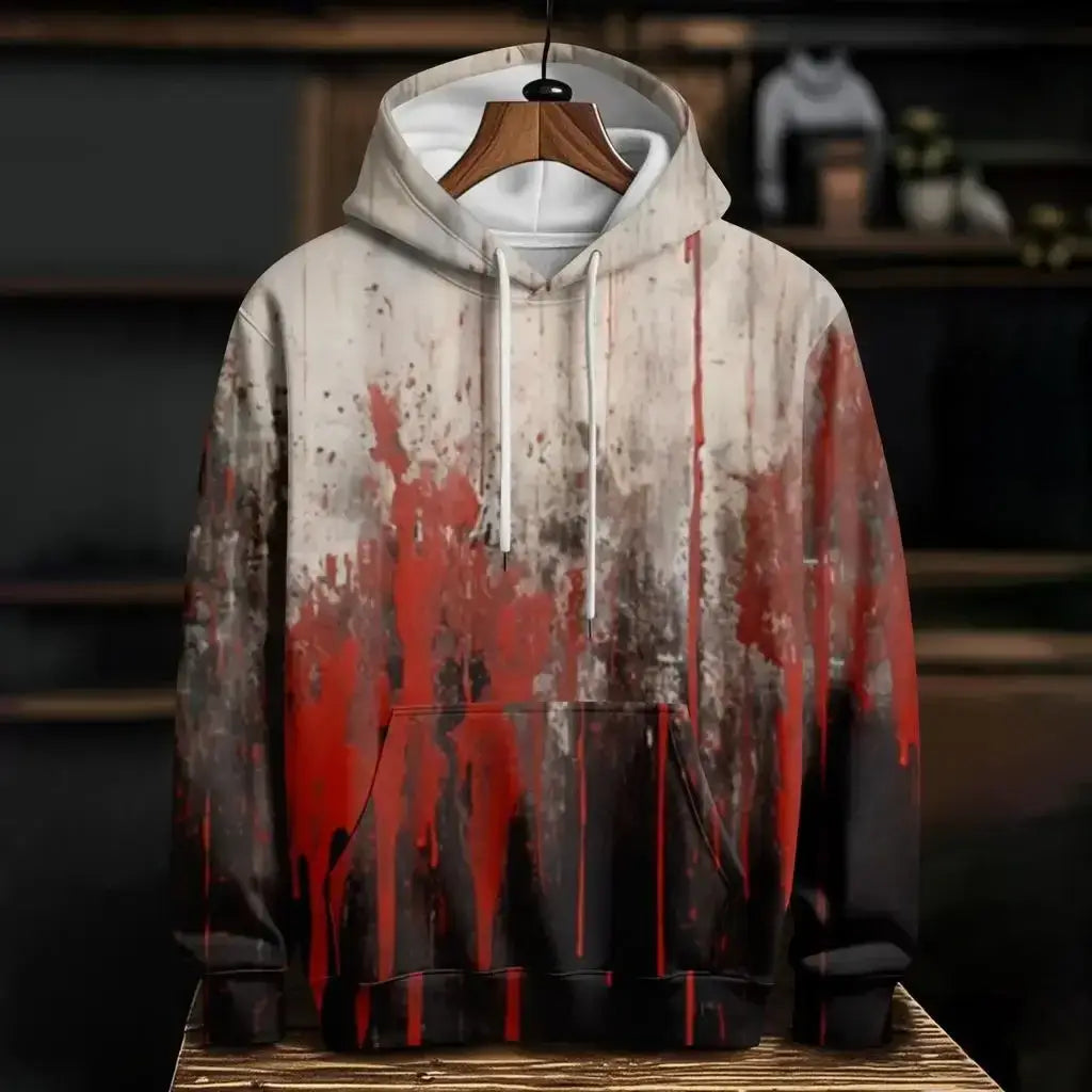 Blood 3D Print Hoodie Polyester Casual Harajuku Pullover