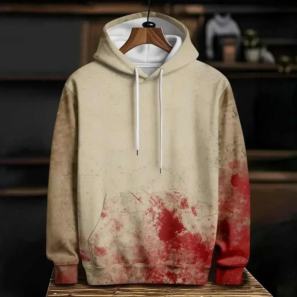 Blood 3D Print Hoodie Polyester Casual Harajuku Pullover