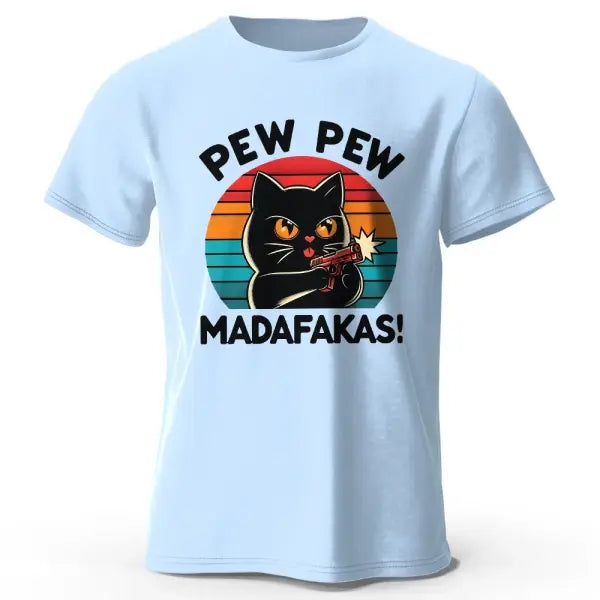 Hand-Drawn Cat Short Sleeve Cotton T-Shirt – Soft Casual Style