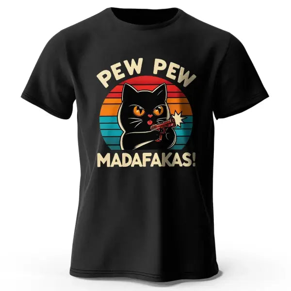 Hand-Drawn Cat Short Sleeve Cotton T-Shirt – Soft Casual Style
