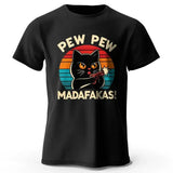 Hand-Drawn Cat Short Sleeve Cotton T-Shirt – Soft Casual Style