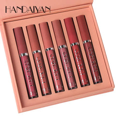 HANDAIYAN 6-Piece Liquid Lipstick Set – Non-Stick Cup Matte Lip Gloss Gift Box, Long-Lasting & Fade-Resistant - Himpall