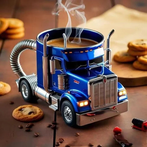 Handcrafted Semi-Trailer Truck Coffee Mug for Enthusiasts - Blue Truck
