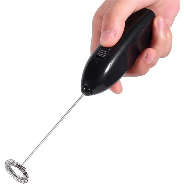 Handheld Electric Egg Beater Mini Battery Powered Milk Frother Coffee Drink Mixer Milk Foamer Kitchen Tools - black