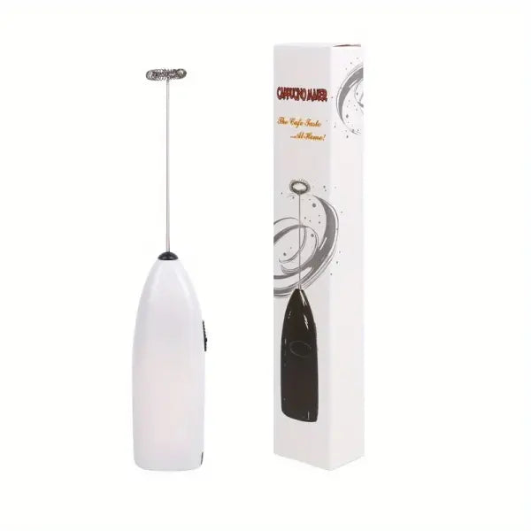 Handheld Electric Egg Beater Mini Battery Powered Milk Frother Coffee Drink Mixer Milk Foamer Kitchen Tools - white