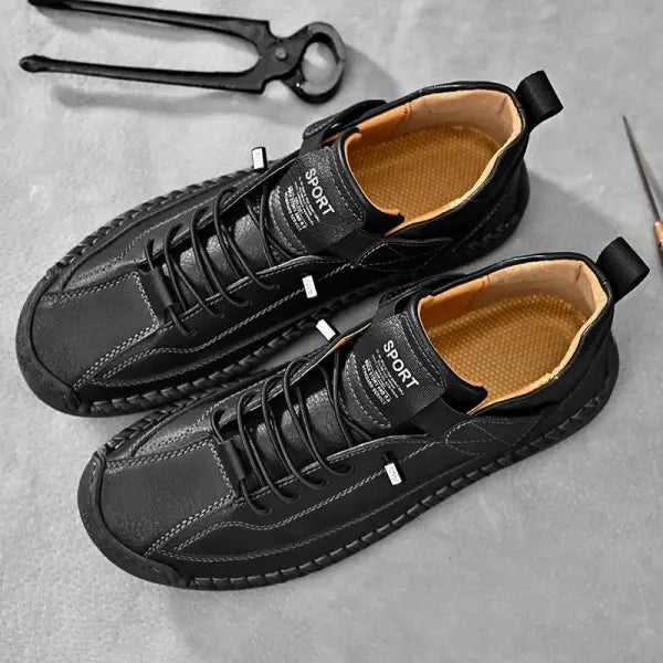 Handmade Leather Men Shoes Casual Slip On Loafers Breathable Leather Shoes Men Flats Fashion Moccasins Tooling Shoes