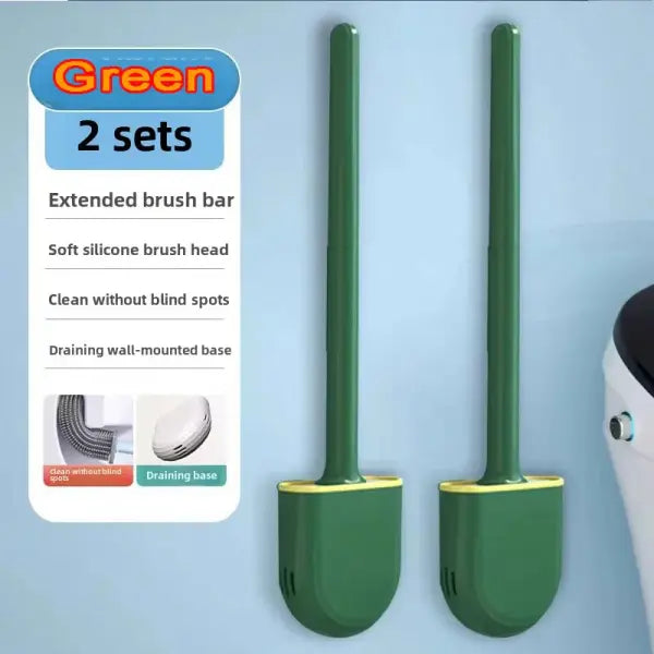 Hanging Silicone Toilet Brush Cleaner with Long Handle Flexible Cleaner Bathroom Brush Quick Drying Holder Bathroom