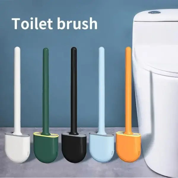 Hanging Silicone Toilet Brush Cleaner with Long Handle Flexible Cleaner Bathroom Brush Quick Drying Holder Bathroom