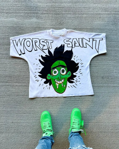 Harajuku Vintage Cross Oversized T-Shirt - Unisex Goth Streetwear Cotton Top - green / M