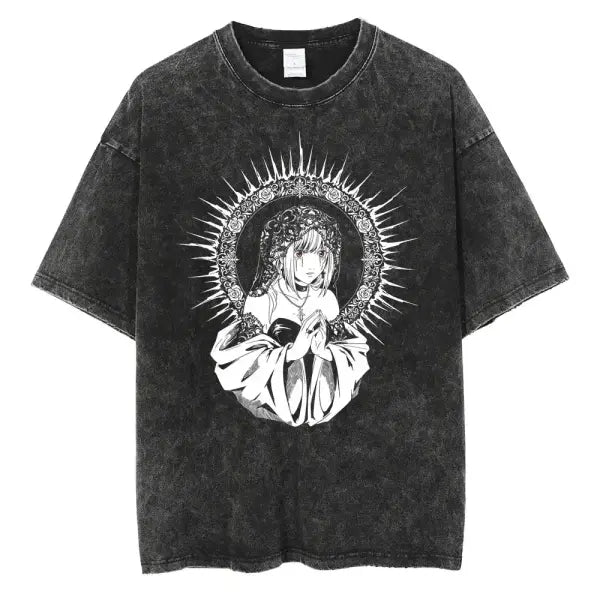 Death Note Anime Graphic T-Shirt - Vintage Washed Oversized Cotton Streetwear Tee (Unisex) - AF435C / S